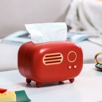 Retro Radio Model Tissue Box Desktop Paper Holder Vintage Dispenser Storage Napkin Case Organizer Ornament Craft Multi-function Tissue Holders