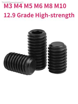 ◐✒ M3 M4 M5 M6 M8 M10 12.9 Grade High-strength Hex Hexagon Socket Flat Point Set Screw End Grub Headless Bolt