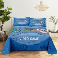 【CW】 Video Game Sheet Digital Printing Polyester Bed Flat With Pillowcase Print