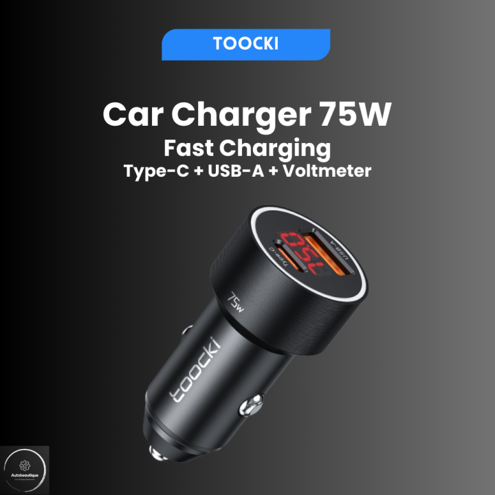 Toocki 75W USB C Charger QC4.0 PD3.0 5A 45W Fast Charging Type C Car