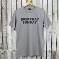 WhiteSandT-Shirt/EVERYDAY SUNDAY(W010)/เสื้อผ้า/เสื้อผ้าผู้ชาย/เสื้อยืดคอกลม/เสื้อแขนสั่น/Cotton100%/ผ้าฝ้ายS-5XL