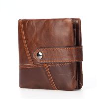ZZOOI Genuine Leather Men Short Wallet Design Hasp Coin Purse with Card Holder Casual Bifold Wallets Male Slim Wallets Brand Clutch