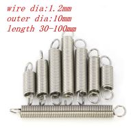 2pcs wire diameter 1.2mm outer diameter 10mm stainless steel Tension spring with a hook extension spring length 30mm to 100mm Food Storage  Dispensers