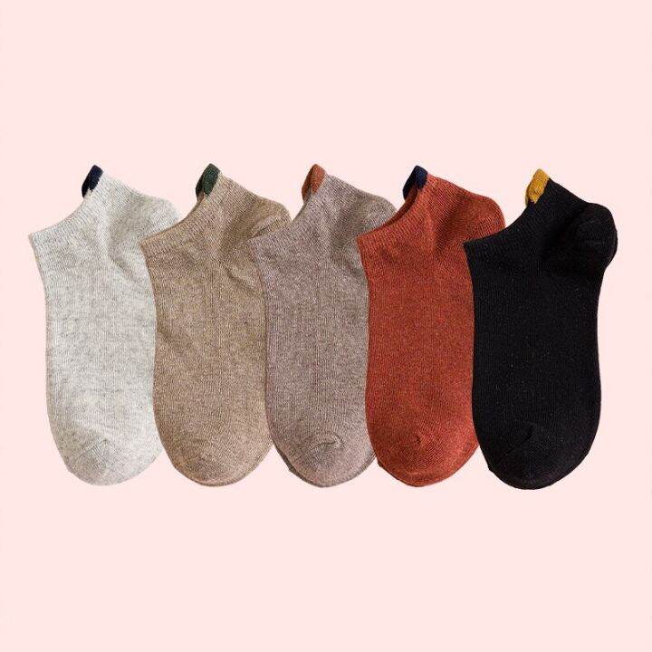 5-pairs-women-casual-ankle-socks-spring-autumn-summer-unisex-breathable-solid-color-sweat-absorbent-low-cut-female-short-socks