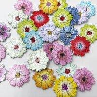 25/50/100PCS 25MM Sunflower Mixed Flower Painted Wooden Buttons Decorative Buttons for Sewing Scrapbooking Crafts DIY WB803 Haberdashery