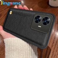 Jingsanc เคสโทรศัพท์ Realme C55 NFC,เคส C53 Realme C55 11X 11 10 Pro + Plus 5G 4G เคสโทรศัพท์สีดำหรูหราเบาเคสหนังซิลิโคนนิ่มคลาสสิกเคสเลนส์รวมทุกอย่างฝาหลัง I002-1