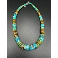 Natural Kingman Turquoise from Arizona USA High Quality Multi Color Turquoise Donut Shape 16 inch Long Nechlace