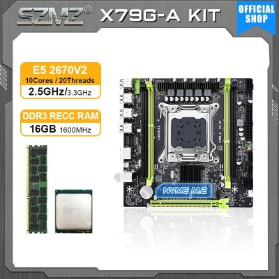 SZMZ X79G-A motherboard Set with Xeon E5 2670 V2 CPU and 16GB DDR3 X79 kit placa mae e processador memoria LGA 2011 V1 V2