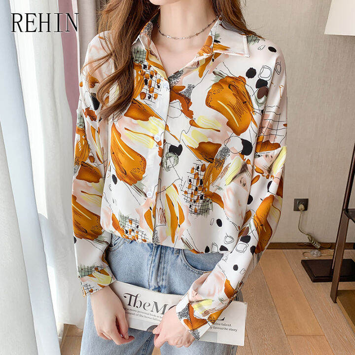 rehin-women-s-top-atumn-new-korean-rafiti-unique-partten-pint-long-sleeved-shirt-lapel-elegant-blouse