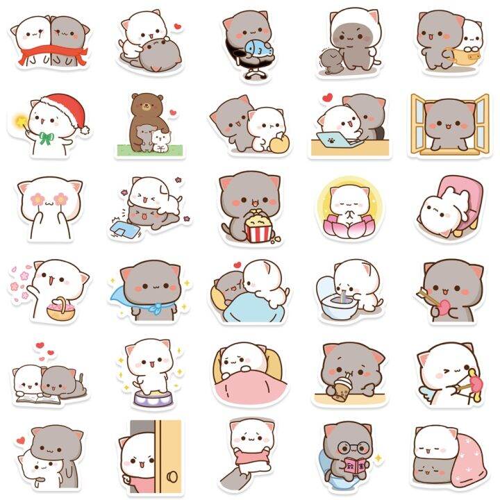 สติกเกอร์รูปแมวการ์ตูนน่ารัก-mitao-60ชิ้นกันน้ำสติกเกอร์แมวตลกสำหรับกระบอกน้ำแล็ปท็อปสเก็ตบอร์ดกระเป๋าของเล่นเด็กสติกเกอร์-amp-ป้าย
