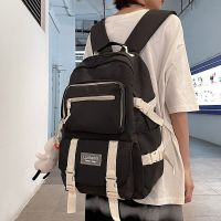 HOT14★Korean Women Large Capacity Backpack Student Canvas School Bag Multi-Pocket Men Laptop Backpack Female Rucksack Travel Book Bag