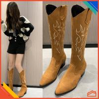 COD dsdgfhgfsdsss Cowboy boots womens cross-border embroidery Martin boots new pointed toe thick heel scrub boots knight boots