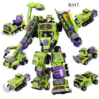 709pcs 6in1 Transformation Robot Building Block City Engineering Excavator car truck constructor Bricks toys For Children