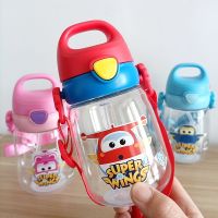 Super Wings 350ml Children Water Bottle with straw Tritan Material