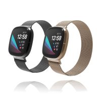 {zhiyun Watchshop} Fitbit Versa Band 2 3 Lite Sense สายโลหะสำหรับ Fitbit Versa ข้อมือ Milanese Loop เปลี่ยนสร้อยข้อมือ Fit Bit Watchband สายคล้อง