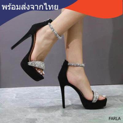 FARLA พร้อมส่งค่ะ รองเท้าผู้หญิง ส้นเข็มรัดข้อสูง 5.25 นิ้ว เสริมหน้า 1.25 นิ้ว  รหัส1661-8 **บล้อกใหญ่