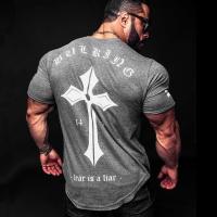 Mens Run Jogging Sports Cotton T-shirt Man Gym Fitness Bodybuilding Short sleeve t shirt Male Workout Training Tee Tops Clothing