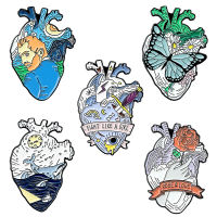 Creative Ocean Heart Brooch Rose Van Gogh Heart Butterfly Pin Brooches Backpack Clothing Accessories Buckle Badge Jewelry Gift