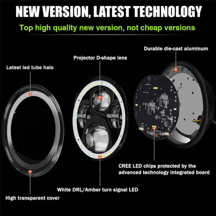 ไฟหน้า-led-ทรงกลมขนาด7นิ้วอเนกประสงค์เหมาะสำหรับรถ-ที่มีไฟหน้ากลมขนาด7นิ้ว