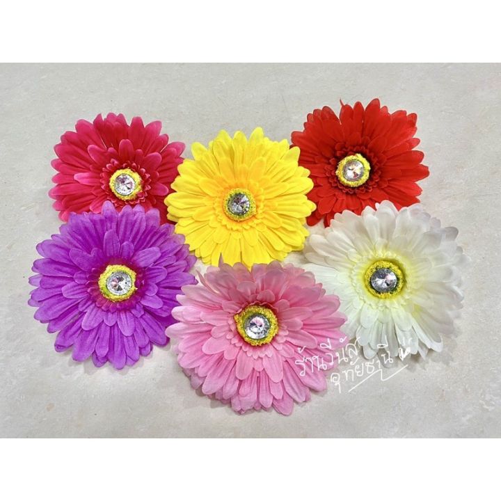 พร้อมส่งทันที-ดอกเยอบิร่า-gerbera-กิ๊ฟดอกไม้-กิ๊ฟติดผม-ทองกวาว-ชุดย้อนยุค