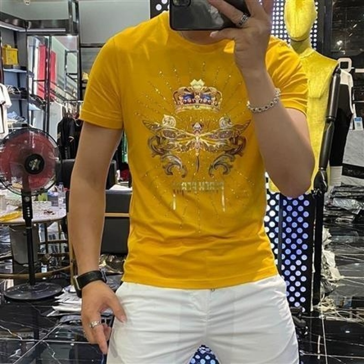 Men's Trendy Shortsleeved Tshirt 2021 Summer New Personality Slim