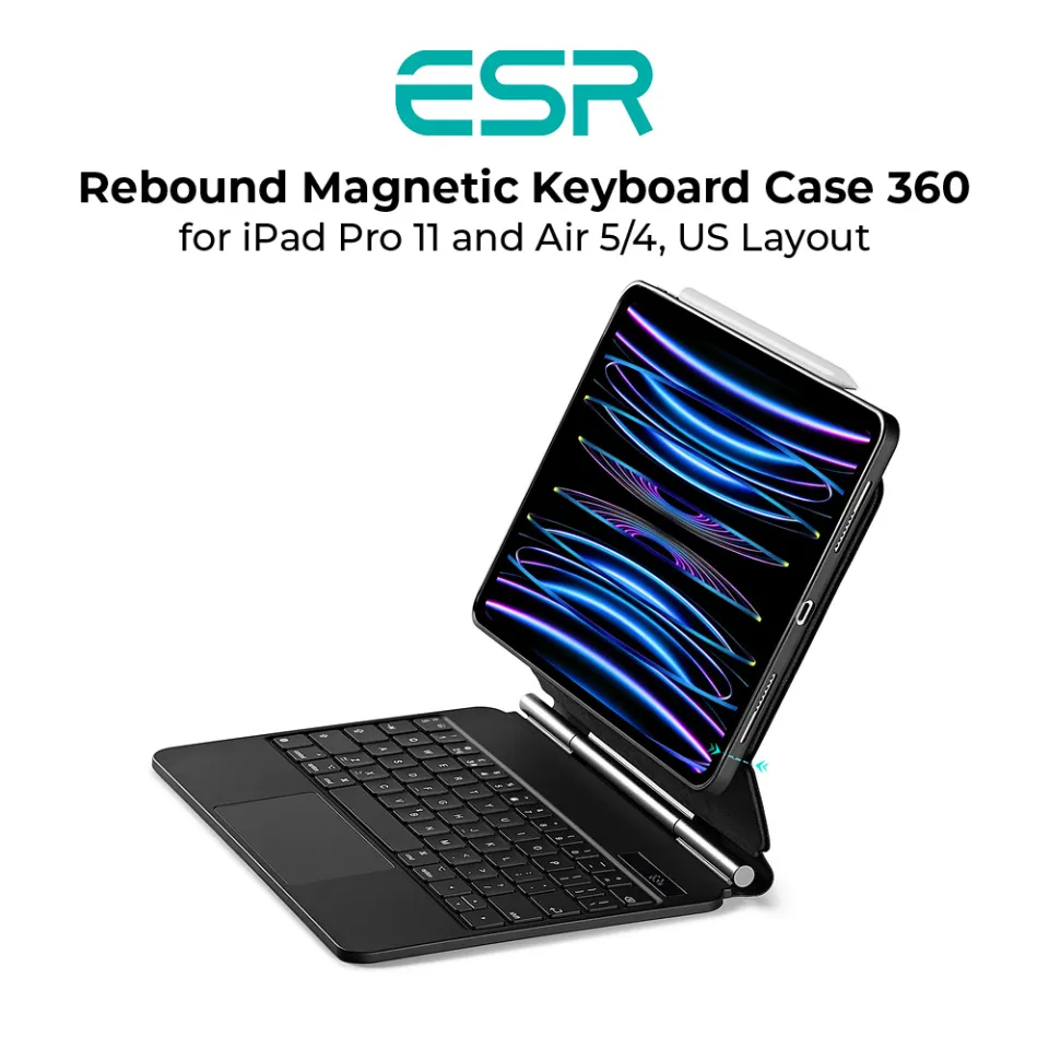 iPad Air 5/4 and Pro 11 Rebound Magnetic Keyboard Case US Layout-Black