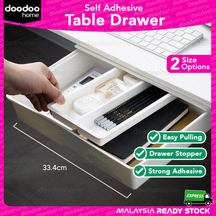 Table Drawer Self Adhesive Pen Case Office Study Wardrobe Stick Under
