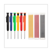 Mechanical Carpenter Pencils Set Mechanical Hole Marking Pencils Construction Pencils with 18 Pcs 2.8mm Refills, Deep Hole Woodworking Maker with Built-in Sharpener