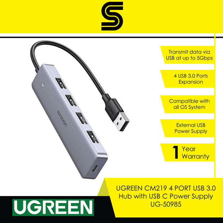 UGREEN CM219 4 PORT USB 3.0 Hub with USB C Power Supply - UG-50985 | Lazada