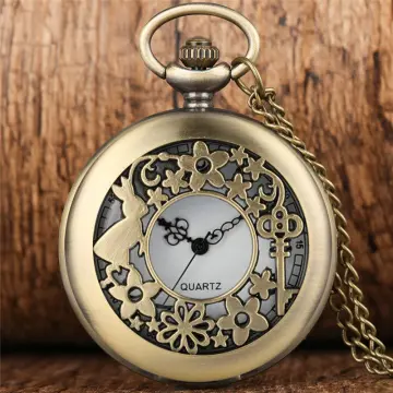 Alice In Wonderland Drink Me Antique Bronze Pocket Watch Necklace