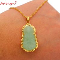 ZZOOI Adixyn lUXURY Natural Semi-preciou Stone Buddha Pendant Rope chain Buddism godness Guanyin for Women Girls N01144