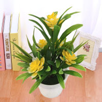 【cw】1 Piece Multi-color Artificial Potted Plants With 5 Small Lotus Simulation Small Bonsai Office Desktop Ornaments Home Decoration ！