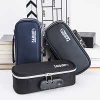 Portable Password lock pencil case Boy Canvas Pencil bag large capacity pencil cases Student stationery bag kids pen case gifts