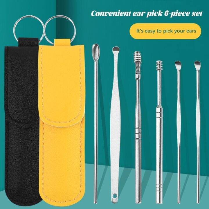 6Pcs/Set Ear Care Tools Stainless Steel Earwax Removal Tool Earpick