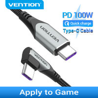 Vention USB Type C ถึง USB C Angle cable PD 100W 60W fast charging Cable for huawei Samsung Galaxy S10 Note 10 NoteBook serise Support Quick Charge 4.0 USB Cable