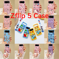 สำหรับ Samsung Galaxy Z เคสฝาพับ5 ZFlip 4พับได้เคสมือถือกันกระแทก Z Flip3หน้าจอพับเก็บได้เคสป้องกันคู่รักน่ารัก3D การ์ตูนอะนิเมะ