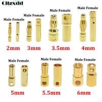 10pcs 2mm 3mm 3.5mm 4mm 5mm 5.5mm 6mm  Banana Plug Gold Plated Copper Brushless Motor Bullet Connector For ESC Battery WholealeWires Leads Adapters