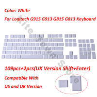 A full set G915 109pcs 2pcs Key Caps for G813 G913 G815 G915 Wireless Keyboard US UK Version White Color