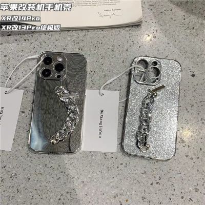 iphone case Apple XR เปลี่ยนเป็น 13pro ultimate version Japan และ South Korea ins niche XR เปลี่ยนเป็น 14pro Advanced glitter powder mirror case mobile phone case