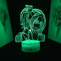 Girl With Short Hair Holding Books 3D LED Lamp Anime FigureAcrylic Light Guide Plate Touch Switch Night Light for USB Charging