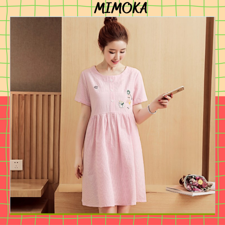 Đầm bầu dễ thương Mimoka MM11 váy bầu mùa hè chất mát mềm mịn mùa ...