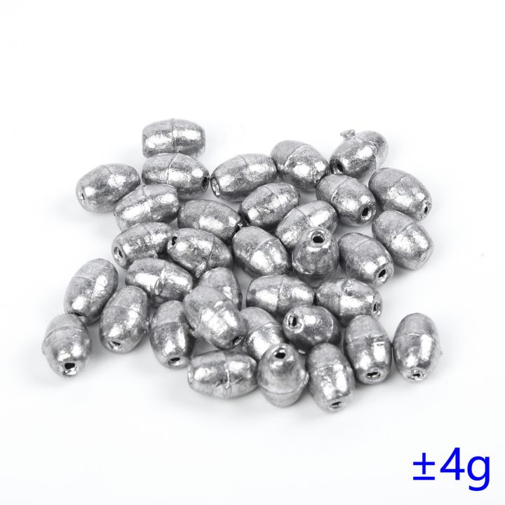 50pcs-ตกปลา-olive-shape-rig-sinkers-ตกปลาตะกั่วน้ำหนักแยก-shot-0-35-8g-pure-electrolytic-lead-9รุ่น