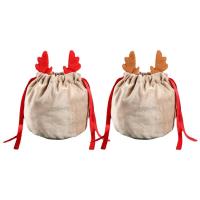 Christmas Bags Small 10-pcs Fabric Christmas Gift Bags Velvet Candy Snacks Storage Pouch with Antlers Christmas Sack Party Favors Bags for Kids gaudily