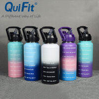 Quifit สแตนเลสหุ้มฉนวนถ้วยน้ำ1L/2L/3.8L เคลื่อนที่ผนังคู่กับฉนวนสูญญากาศและฟางเพื่อรักษาความอบอุ่น