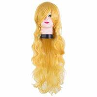 Yellow Wig Fei-Show Synthetic Heat Resistant Fiber Carnival Women Peruca Perruque Peruk Cartoon Costume Cosplay Long Curly Hair