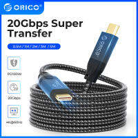 ORICO สายเคเบิ้ล5ม. 20อะแดปเตอร์ Gbps USB C PD100W สายชาร์จเร็ว USB3.2 Gen 2 HD 4K 60Hz วิดีโอถักด้วย E-Mark สำหรับแล็ปท็อป