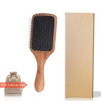 Natural Bamboo Handle Hair Brush Steel teeth Air Cushion Comb Anti-static Airbag Massage Comb with Box packing