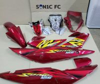 ชุดสี sonic new สีแดงแก้ว ติดลาย max 2004 (7 ชิ้น) พร้อมไฟหน้า ไฟท้าย ไฟเลี้ยว