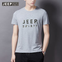 JEEP SPIRIT เสื้อยืดคอกลมลำลองสำหรับผู้ชาย,เสื้อยืดแขนสั้นใหม่เสื้อยืดผู้ชายแฟชั่นผ้าไอซ์ซิลค์บางฤดูร้อน