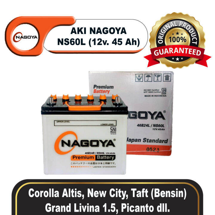 Aki Mobil Nagoya NS60L (12.V 45Ah) Original, Aki Basah / Konvensional